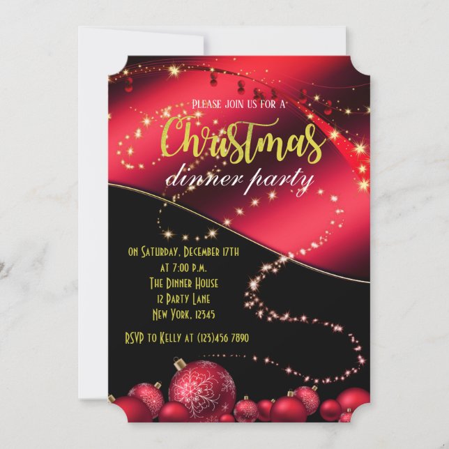 Invitación a la fiesta de Navidad negra y roja (Anverso)