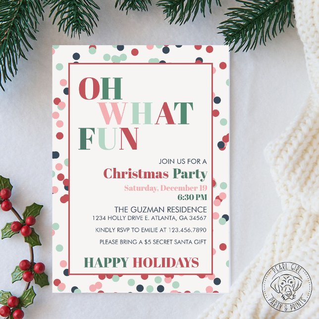 Invitación a la fiesta de Navidad Oh Qué Diversión (Subido por el creador)