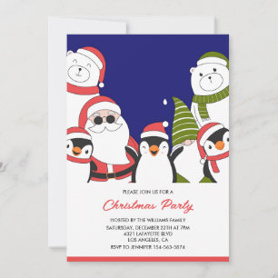 invitación a la fiesta de Navidad Oso Santa Cool