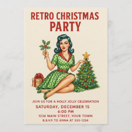 Invitación a la fiesta de Navidad retro | Pin-Up v