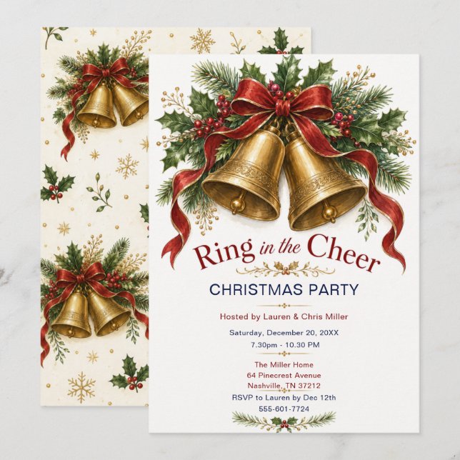 Invitación a la fiesta de Navidad 'Ring in the Che (Anverso / Reverso)