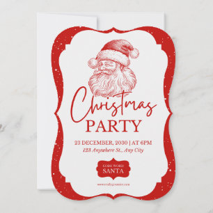 Invitación a la Fiesta de Navidad Roja con Santa