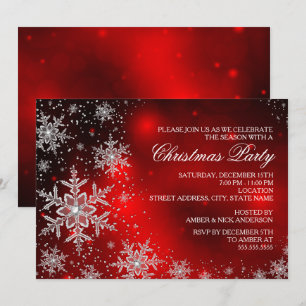 Invitación a la Fiesta de Navidad Roja Copo de Nie