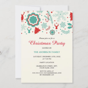 Invitación a la fiesta de Navidad roja divertida