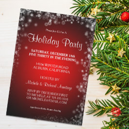Invitación a la fiesta de Navidad Roja Glitzy