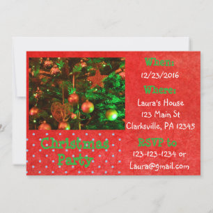 Invitación a la fiesta de Navidad roja y verde