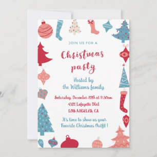 Invitación a la Fiesta de Navidad Rosa y Azul Ador