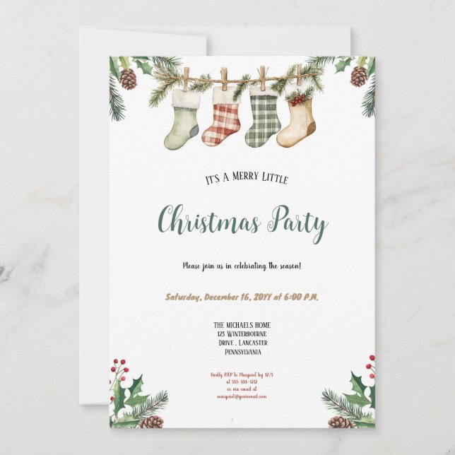 INVITACIÓN A LA FIESTA DE NAVIDAD VERDE, ROJA, MAR (Anverso)