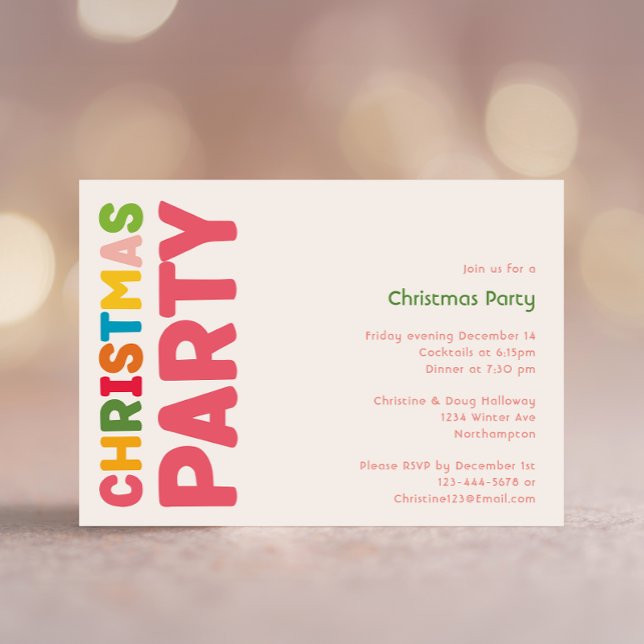 Invitación a la fiesta de Navidades coloridos y br (Subido por el creador)