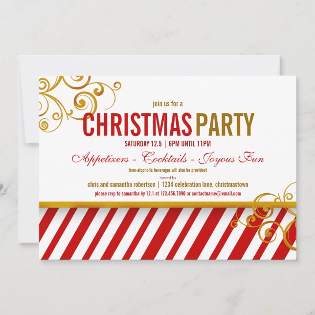 Invitación a la fiesta de Navidades de Candy Cane (Anverso)