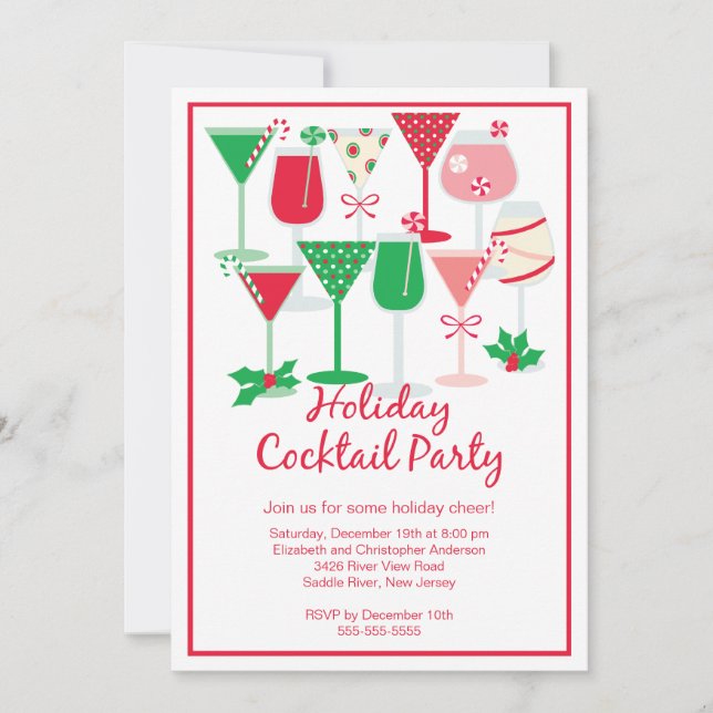 Invitación a la fiesta de Navidades de cócteles de (Anverso)