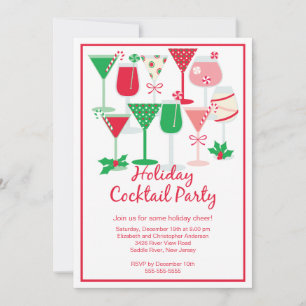 Invitación a la fiesta de Navidades de cócteles de
