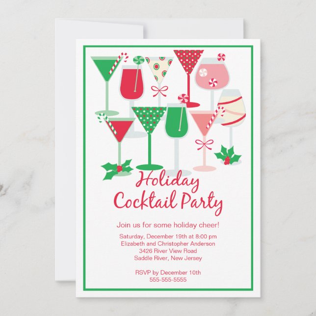 Invitación a la fiesta de Navidades de cócteles de (Anverso)