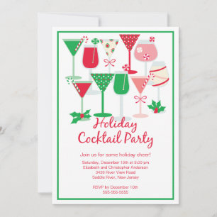Invitación a la fiesta de Navidades de cócteles de