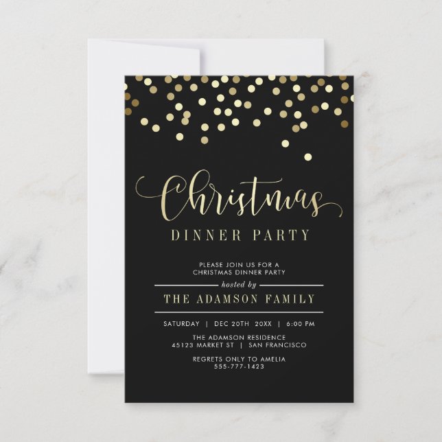 Invitación a la fiesta de Navidades de Confetti de (Anverso)