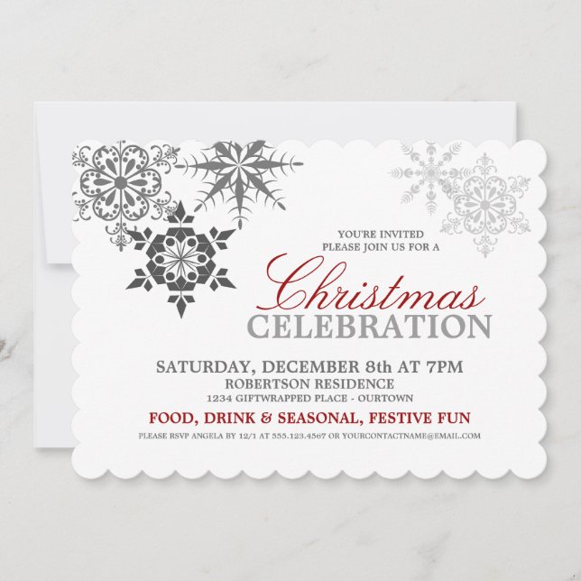 Invitación a la fiesta de Navidades de copos de ni (Anverso)