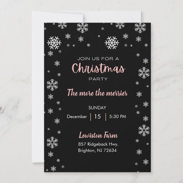 Invitación a la fiesta de Navidades de copos de ni (Anverso)