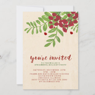 Invitación a la fiesta de Navidades de hojas de la
