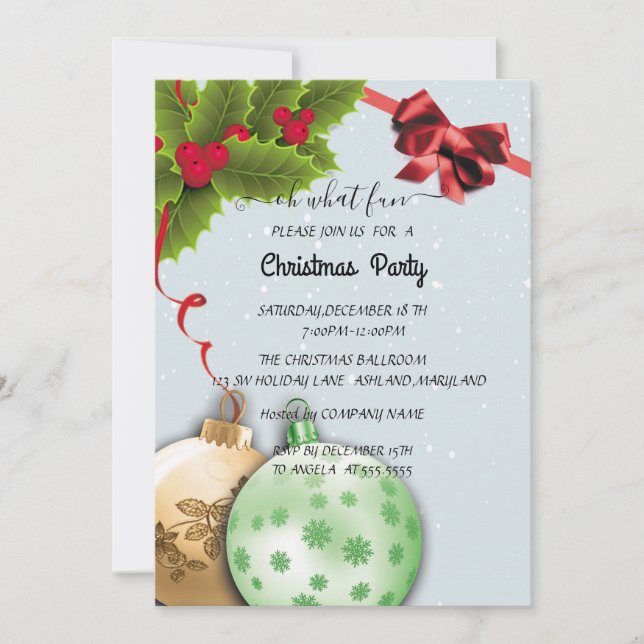 Invitación a la fiesta de Navidades de Holiday Hol (Anverso)