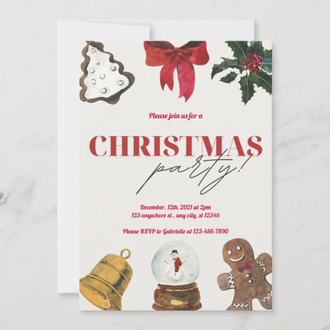 Invitación a la fiesta de Navidades de Holiday Hol (Anverso)