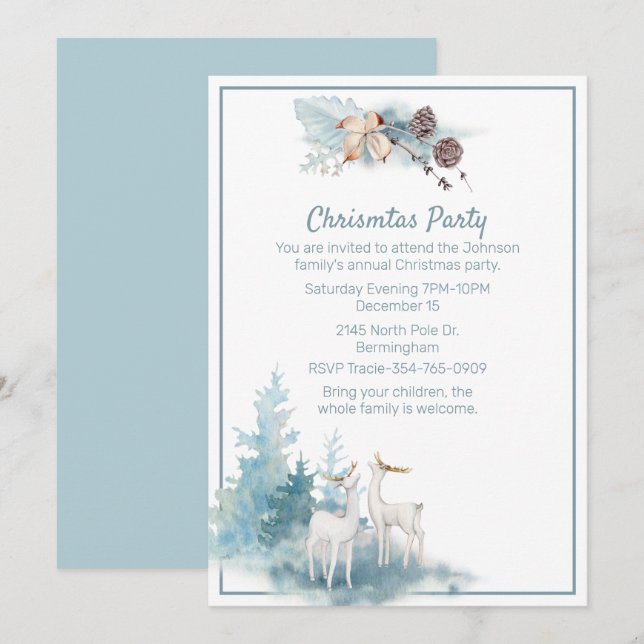 Invitación a la fiesta de Navidades de la familia  (Anverso / Reverso)