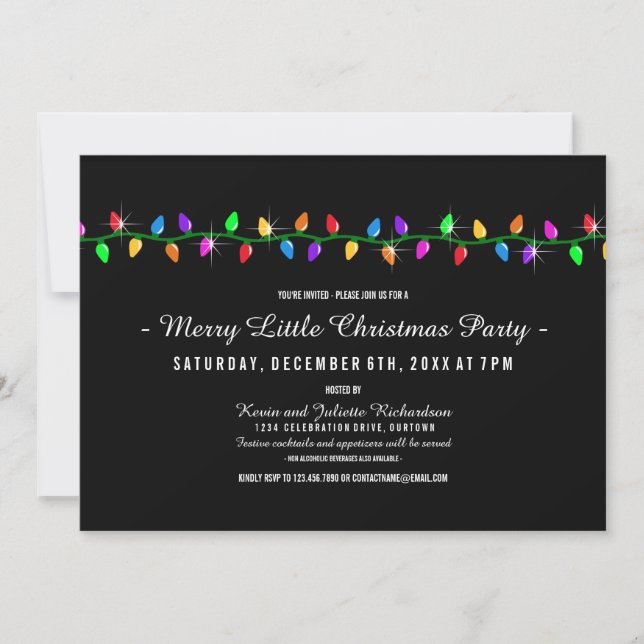 Invitación a la fiesta de Navidades de luces clási (Anverso)