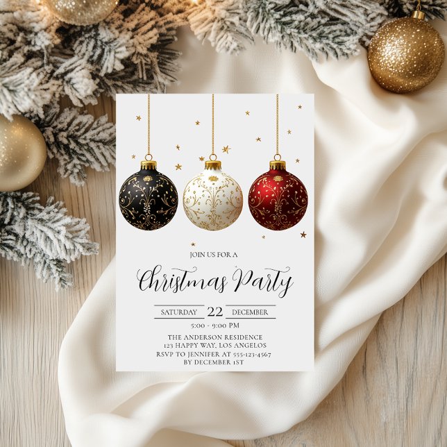Invitación a la fiesta de Navidades de ornamentos  (Subido por el creador)