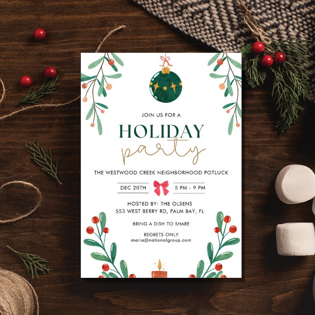 Invitación a la fiesta de Navidades de vacaciones  (Neighborhood Holiday Christmas Party Invitation)