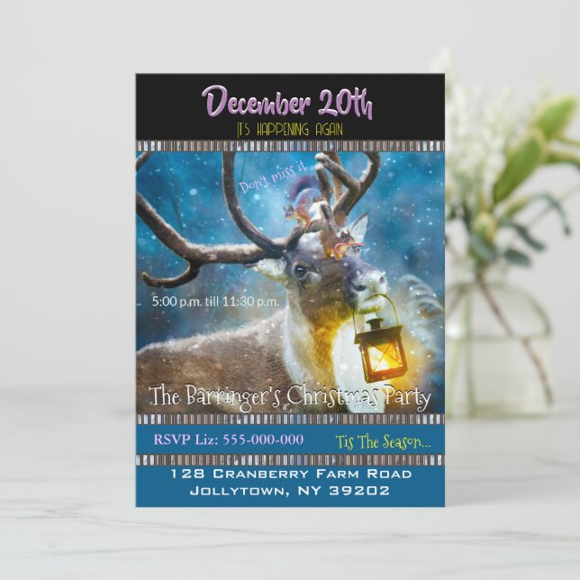 Invitación a la fiesta de Navidades de venados y a (Anverso de pie)