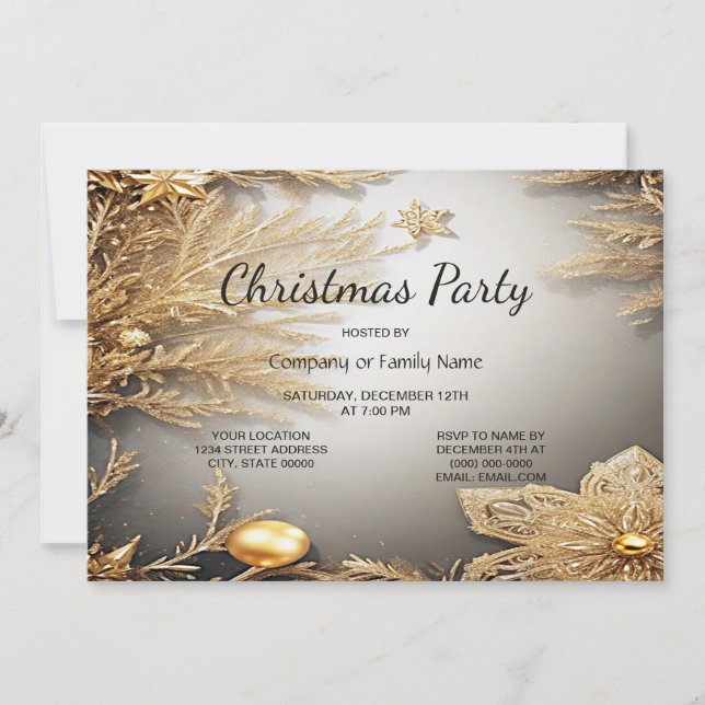 Invitación a la fiesta de Navidades decorativos de (Anverso)