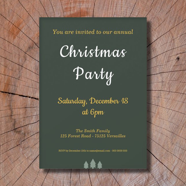 Invitación a la Fiesta de Navidades Ecológicos del (Gold & Forest Green Christmas Party Invitation)