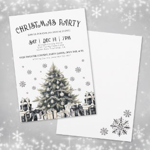 Invitación a la fiesta de Navidades elegantes blan