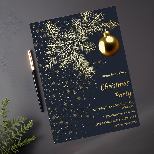 Invitación a la fiesta de Navidades en azul profun (Subido por el creador)