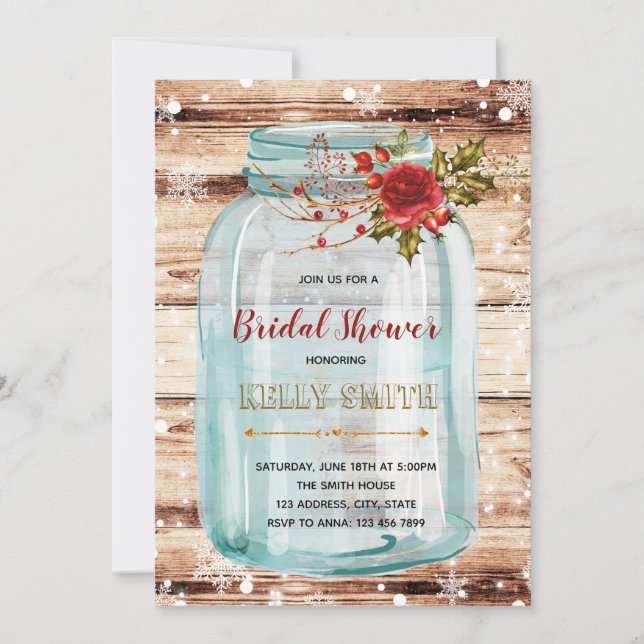 Invitación a la fiesta de navidades mason jar (Anverso)