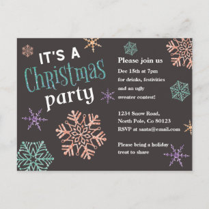 Invitación a la fiesta de Navidades purpurinas Sno