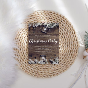 Invitación a la fiesta de Navidades Rustic Wood Sn