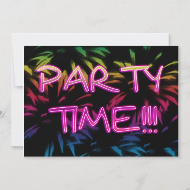 Invitación a la fiesta de Neon Fireworks (Anverso)