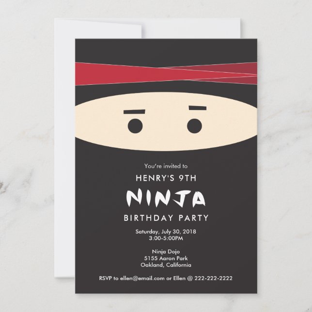 Invitación a la fiesta de Ninja (Anverso)
