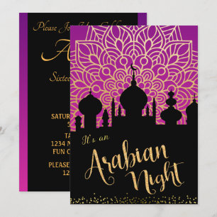 Invitación a la fiesta de Noche Árabe con púrpura