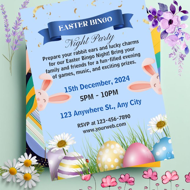 Invitación a la fiesta de Noche de Bingo de Pascua (Subido por el creador)