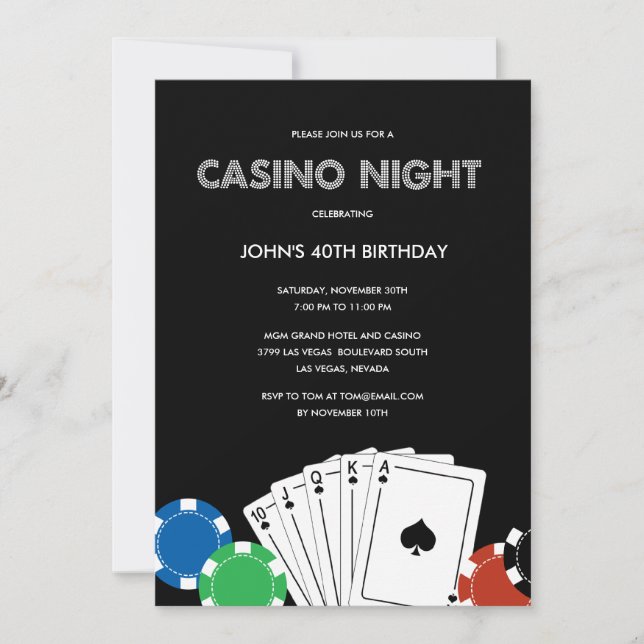 Invitación a la fiesta de noche de casino (Anverso)