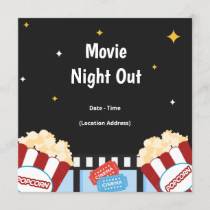 Invitación a la fiesta de noche de cine en el pati