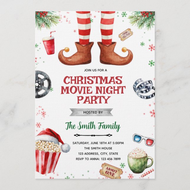 invitación a la fiesta de noche de película de due (Anverso)