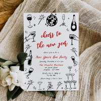 Invitación a la fiesta de Nochevieja de Doodle