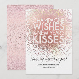 Invitación a la fiesta de Nochevieja de Rose Gold