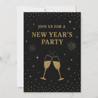 Invitación a la fiesta de Nochevieja | Negro y dor
