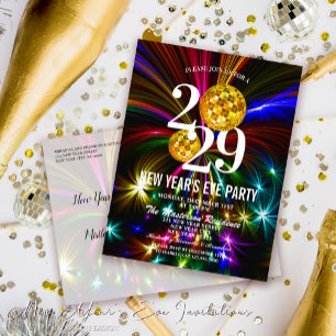 Invitación a la fiesta de Nochevieja Purpurina de