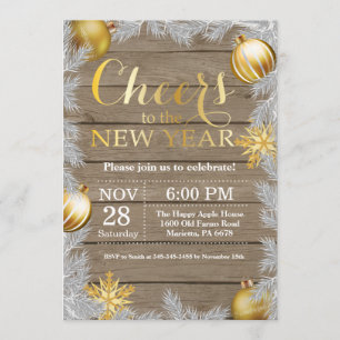 Invitación a la Fiesta de Nochevieja Rustic Gold