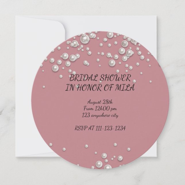 INVITACIÓN A LA FIESTA DE NOIA CON PERLAS ROSADAS (Anverso)