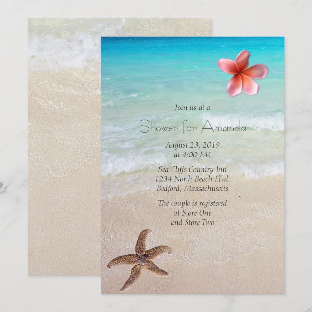 Invitación a la fiesta de Ocean Beach Bridal Showe (Anverso / Reverso)